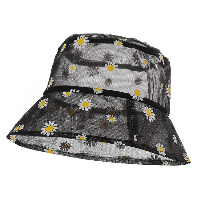 浪莎 夏季薄款小清新透气小雏菊花朵防晒遮阳 聚酯纤维 渔夫帽太阳帽 女款