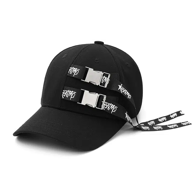 肯默 锁扣长飘带 街头嘻哈 纯色软顶 头围可调节 棉 鸭舌帽 男女同款情侣款