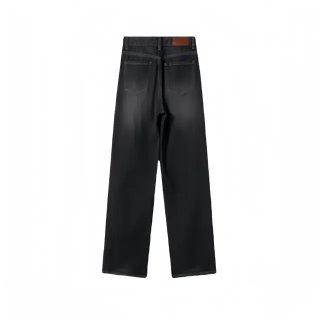 木清清 复古高腰宽松阔腿长裤牛仔裤 女款 黑灰色