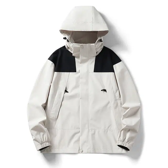 金贝勒 户外撞色拼接休闲可脱卸帽登山服休闲运动风衣机能冲锋夹克外套 男女同款