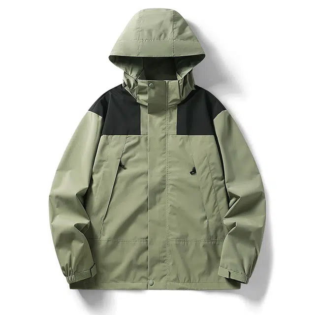 金贝勒 户外撞色拼接休闲可脱卸帽登山服休闲运动风衣机能冲锋夹克外套 男女同款