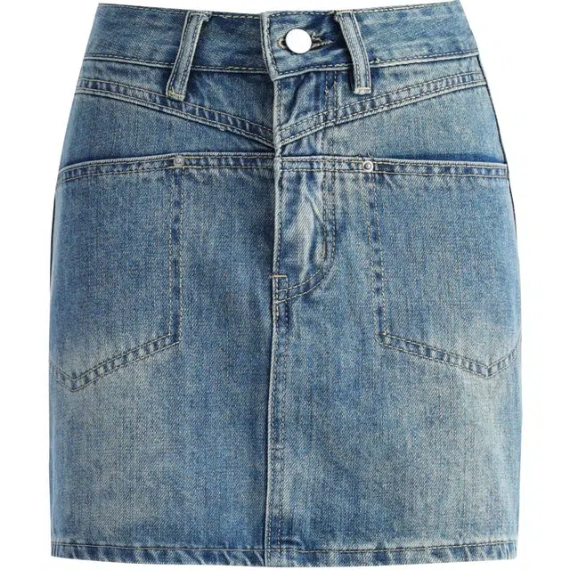 玫丝朵 舒适简约通勤牛仔短裙 女款 复古蓝