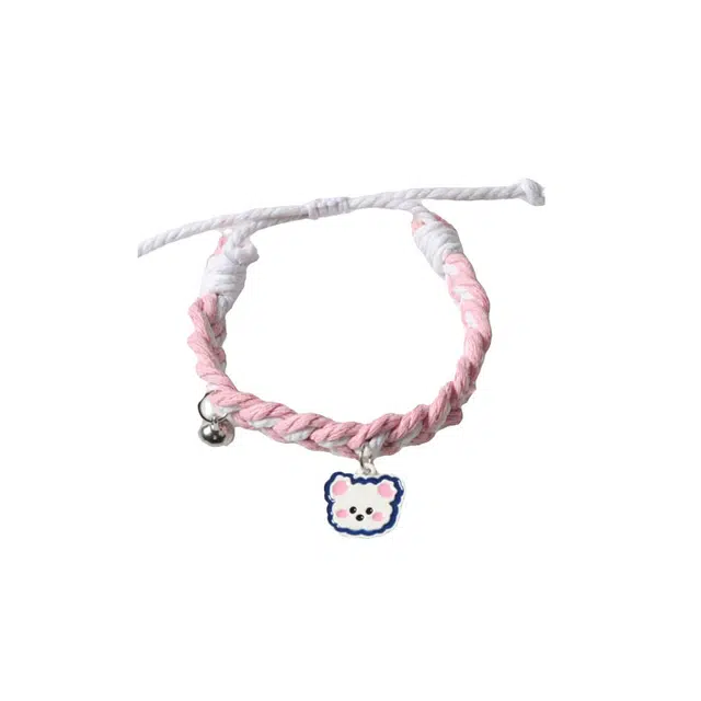 大唐国鼎 可爱维卡熊 小众设计高级感甜酷少女风甜心 通勤日常简约百搭 织物 手链 女款