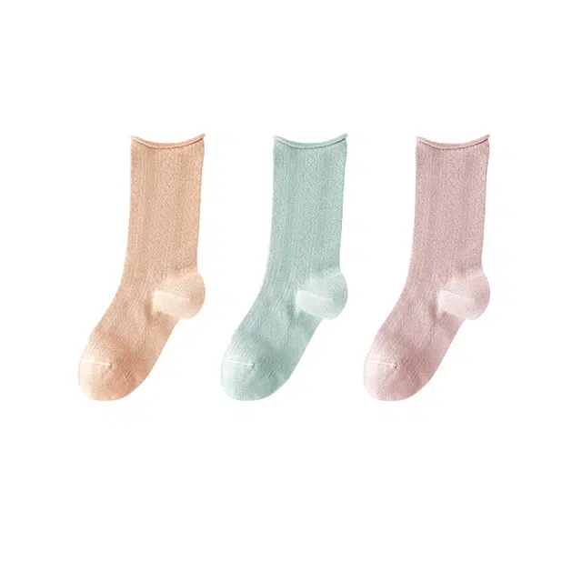 雅鹿 冰冰袜子女网眼无骨款堆堆袜夏季高筒袜 女款 组合装