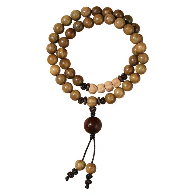 京华录 中式森系转运文艺民族风 国风新中式上岸念珠 栖霞寺文玩佛珠 禅意盘玩双圈叠戴串珠 平安 木作 手串 男女同款情侣款 绿檀