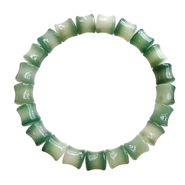 九隆古 绿飘花竹节 上岸学业有成竹节串珠 菩提根 手串 男女同款情侣款