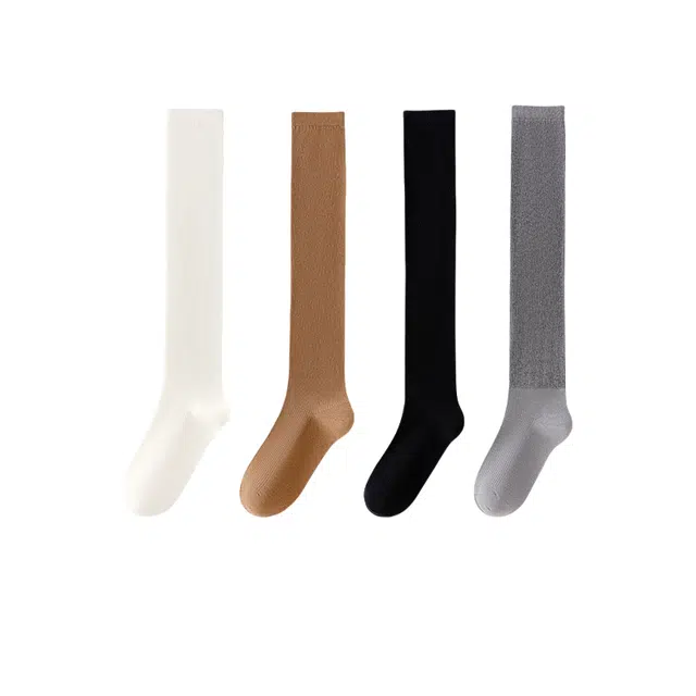 雅鹿 小腿薄款透气网眼百搭吸汗透气堆堆袜高筒袜 女款 组合装