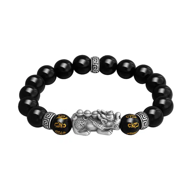 中国珠宝 招财进你 五路财神六字箴言貔貅 国潮新中式招财五福转运珠国风 玛瑙 玉石手串 男女同款情侣款 生日周年纪念日送礼礼盒