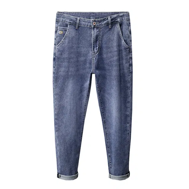 雅鹿 修身复古高街锥形水洗耐磨弹力休闲牛仔裤 男款 蓝色