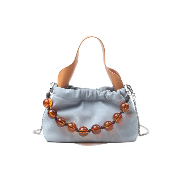 恒源祥 百搭国风绣线潮酷高贵典雅优雅脱俗清新经典 帆布 帆布包单肩包 女款 牛仔蓝色