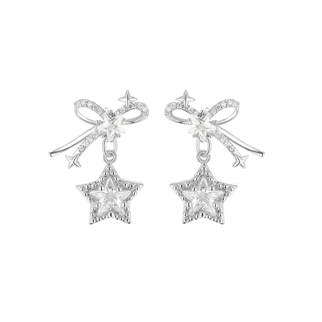 珂里 精致轻奢蝴蝶星高级感吸睛气质甜美少女感超仙耳饰 铜 耳环 女款