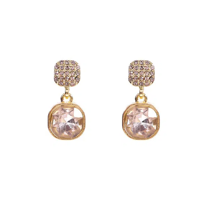 彤彤兔     方形水钻耳环女高级感气质百搭耳钉耳饰