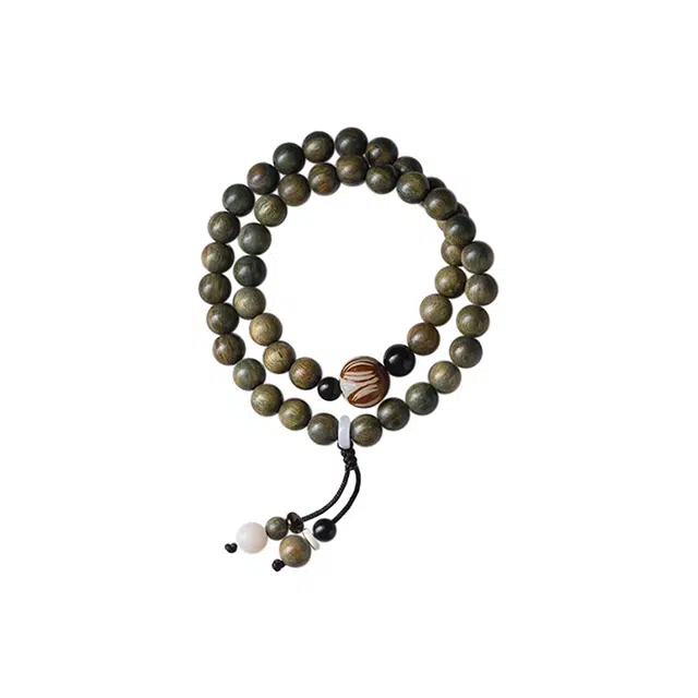 京华录 考试考研上岸绿莲 新中式菩提 栖霞寺文玩叠戴佛珠 禅意转运盘玩手把件 古风汉服旗袍串珠 木作 手串 男女同款情侣款 绿檀