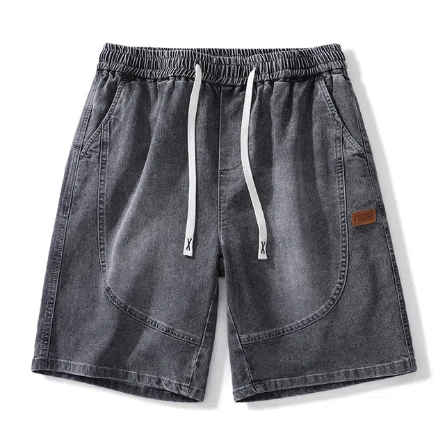 雅鹿 简约水洗做旧复古宽松百搭五分牛仔短裤 男款