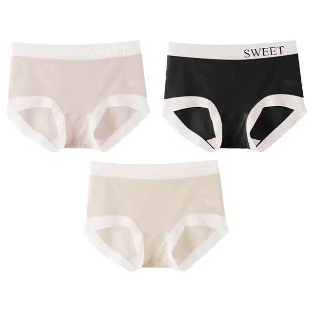 二三二三 冰丝面膜裤女士抗菌无痕超薄款速干透气少女三角裤内裤 女款 组合装