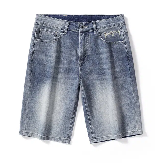 雅鹿 水洗中腰宽松直筒水洗耐磨牛仔短裤 男款 蓝色