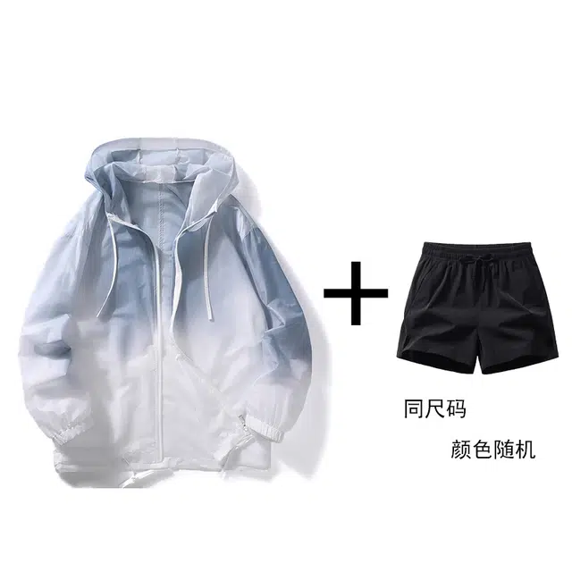 花蔓色 多巴胺穿搭美式复古宽松休闲学生高街头风渐变色连帽长袖防风紫外线登山衣旅游户外徒步旅行露营运动无性别防晒外套夹克 男女同款
