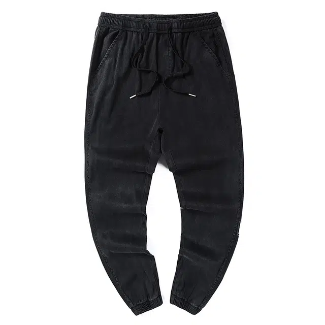 雅鹿 抽绳束脚弹力宽松薄款百搭直筒休闲裤 男款