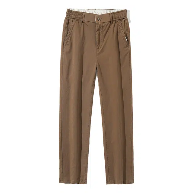 雅鹿 纯色拉链中腰修身直筒休闲裤 男款