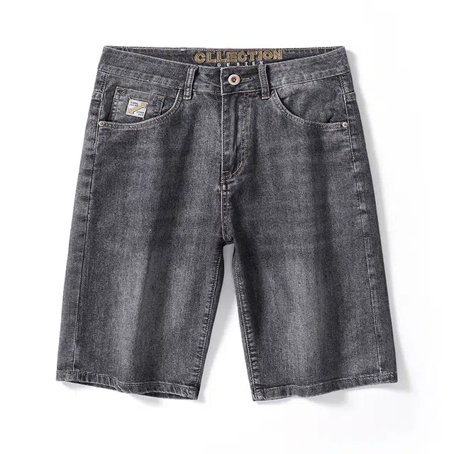 雅鹿 宽松百搭中腰水洗耐磨薄款五分牛仔短裤 男款 灰色