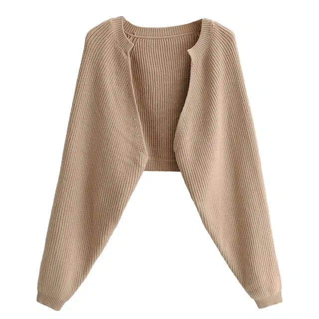 北极绒 韩版针织外搭开衫镂空坎肩罩衫外套长袖 披肩 女款