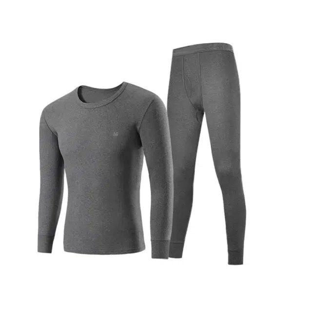 恒源祥 纯棉内衣秋衣秋裤舒适透气纯色保暖套装 男款 深灰色