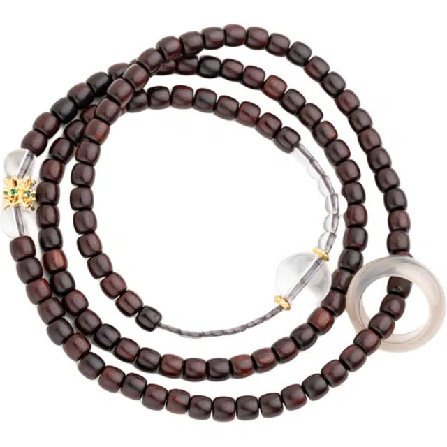 仙源 带跑环多圈新中式文玩念珠 水晶 木作手串 男女同款情侣款 紫檀