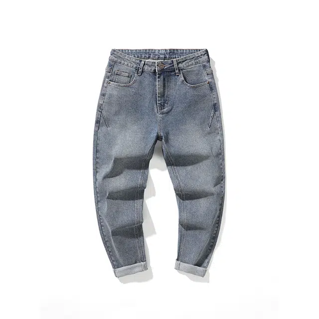 雅鹿 潮牌百搭直筒修身水洗耐磨美式高街休闲牛仔裤 男款