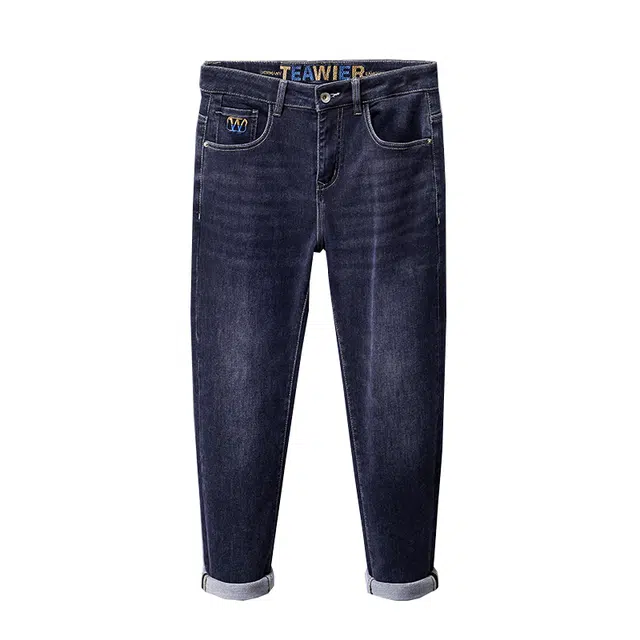 雅鹿 复古休闲直筒修身水洗做旧牛仔裤 男款 蓝灰