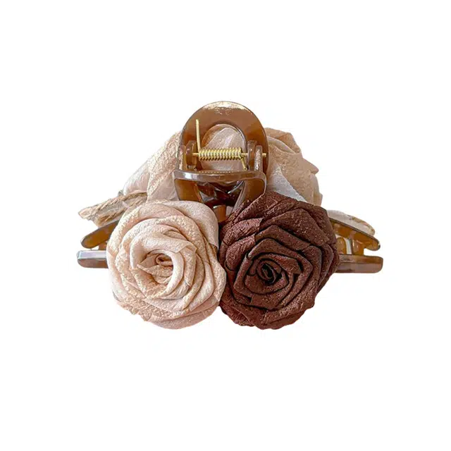 水中玉 干枯玫瑰抓夹法式花朵发卡后脑勺超仙盘发卡子超大号鲨鱼夹头饰 发夹 女款