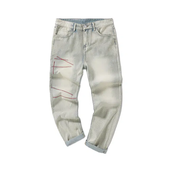 雅鹿 垂感百搭直筒宽松休闲拖地牛仔裤 男款