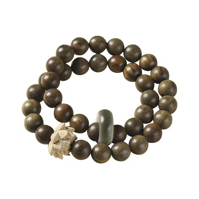 京华录 中式手持  古风转运佛珠 栖霞寺双圈叠戴考试上岸莲花佛珠 好运莲莲平安守护 菩提 手串 男女同款情侣款 绿檀