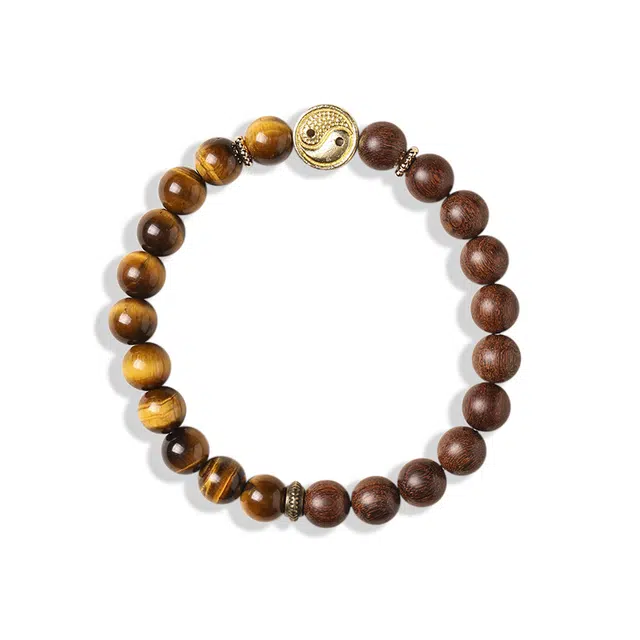 京华录 武当山好运相随 国潮森系文艺风转运珠 气质禅意串珠 国风好事发生轻奢太极八卦 绿檀 木作手串 男女同款情侣款 金丝檀木