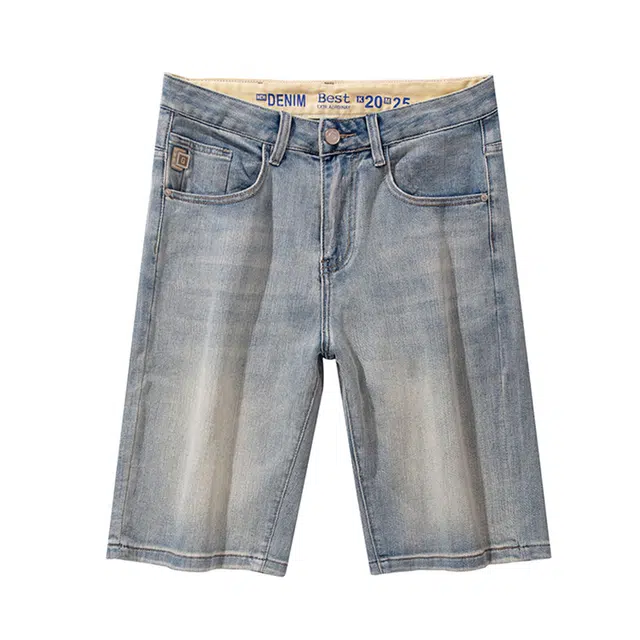 雅鹿 高街美式潮牌宽松休闲百搭牛仔短裤 男款 蓝色