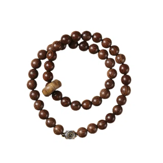 京华录 新中式本命年大势至菩萨转运守护双全叠戴盘玩佛珠 古风守护生肖念珠 平安顺遂招财 合金 木作手串 男女同款情侣款 檀木