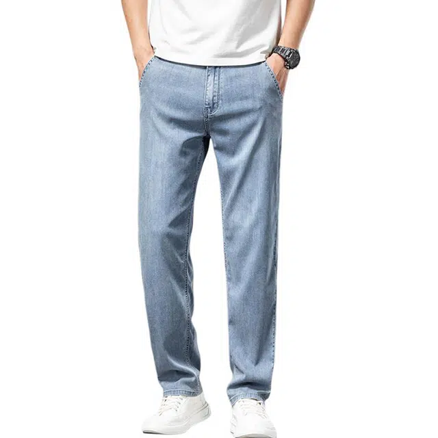 雅鹿 百搭水洗耐磨宽松直筒休闲美式牛仔裤 男款