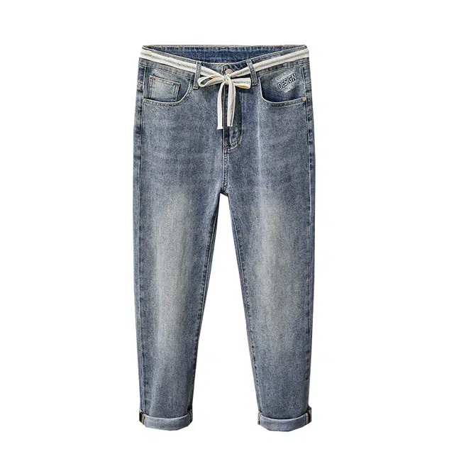 雅鹿 美式复古潮牌宽松水洗直筒牛仔裤 男款 深蓝