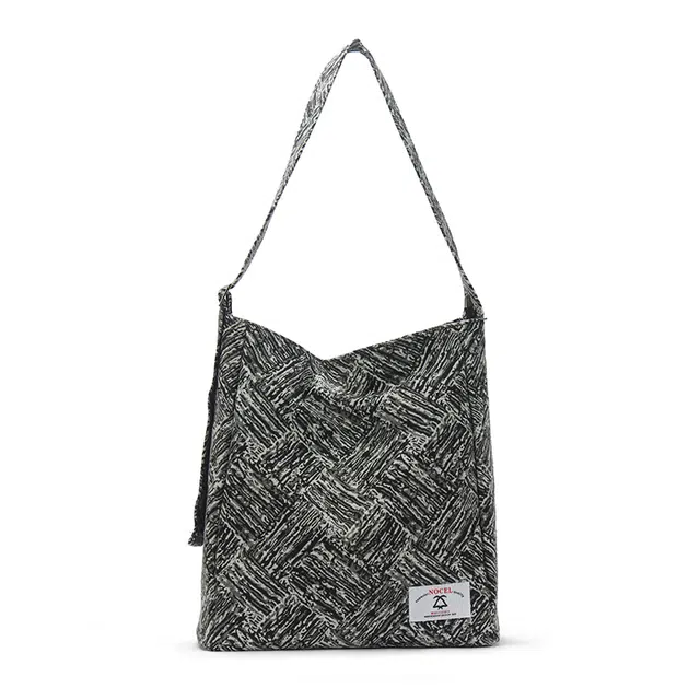 古袋人 便携原创设计大容量通勤百搭休闲 单肩包 女款 棉质 黑色