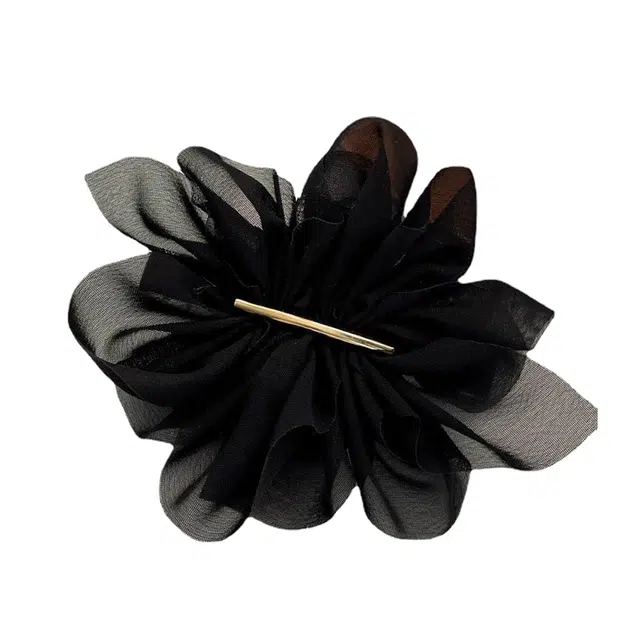 妖娆猫 超仙气质雪纺花朵夏季后脑勺马尾夹子高级感简约 弹簧夹发夹 女款