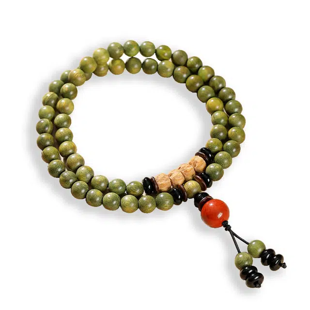 京华录 新中式双圈盘玩叠戴文玩佛珠 古风招财纳福转运珠 考试考研上岸念珠 学业有成 百香籽 手串 男女同款情侣款 绿檀