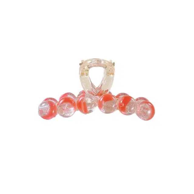 尚先生 高级感冰透红色圆珠抓夹国风时尚设计发夹后脑勺发抓气质轻奢发夹 头饰 女款