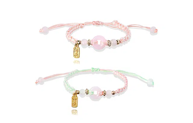 大唐国鼎 逃之夭夭 新中式复古国潮风 轻奢 时来运转圆环圆珠创意小众编织可调节手饰 琉璃 手链 女款