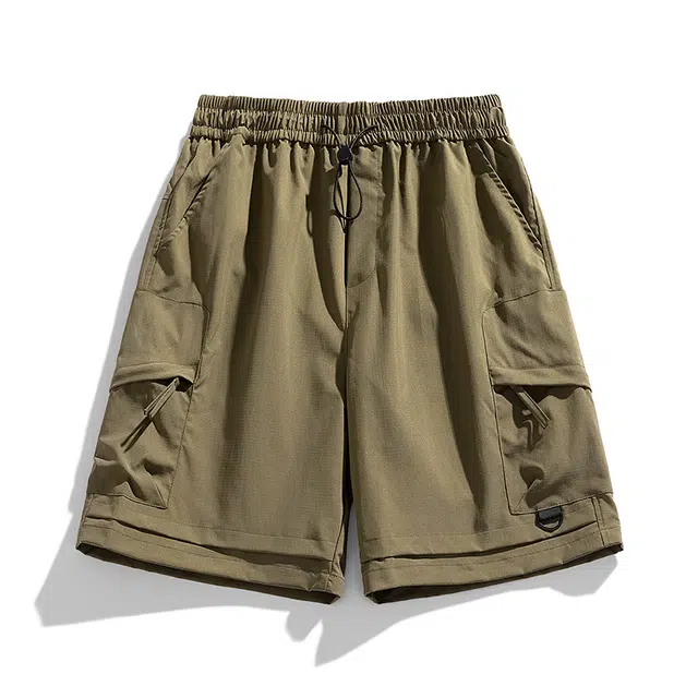 雅鹿 宽松纯色中腰松紧休闲短裤 男款