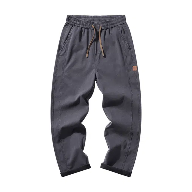 雅鹿 阔腿百搭纯色简约中腰系带松紧腰直筒垂感休闲裤 男款