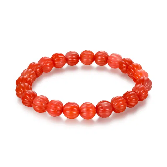 梦金园 南瓜珠柿子棱珠新中式 玛瑙 手串 男女同款情侣款