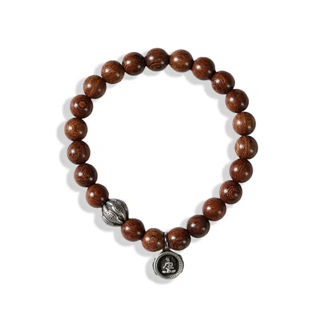 京华录 文艺藏式民族风文玩串珠 古风气质百搭轻奢招财黄财神转运珠  森系禅意佛珠 金丝檀木 手串 男女同款情侣款 檀木