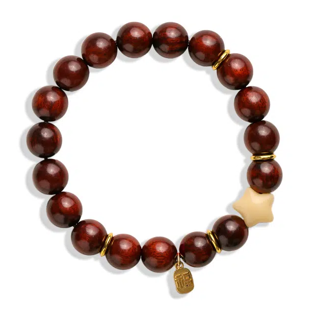 京华录 新中式好运相伴 星星转运  国风招财纳福平安守护文玩串珠 国潮小众简约盘玩佛珠 菩提 木作手串 男女同款情侣款 紫檀