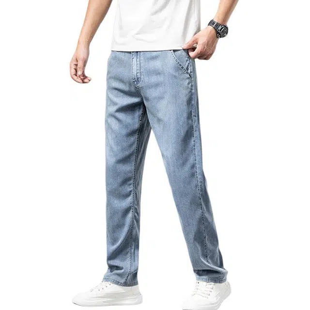 雅鹿 百搭水洗耐磨宽松直筒休闲美式牛仔裤 男款