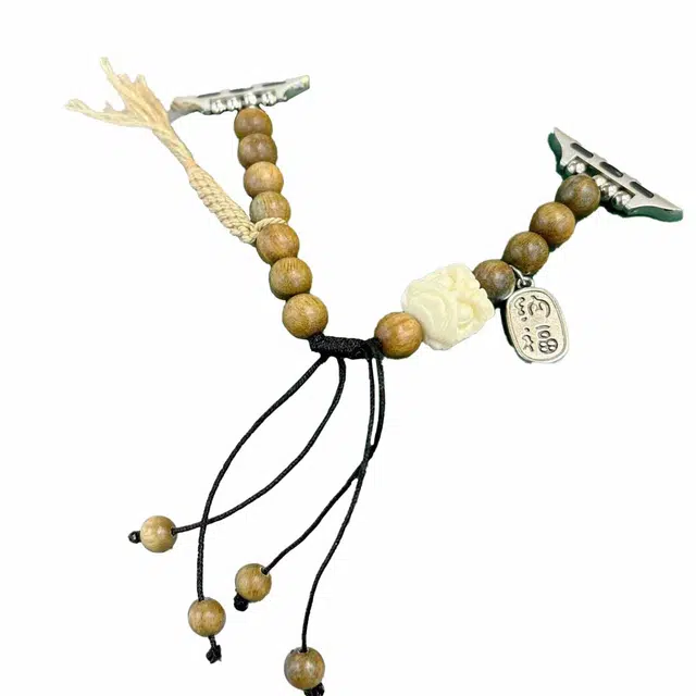 京华录 醒狮编织抽拉绳 国风苹果替换 象牙果 表带 男女同款情侣款 绿檀