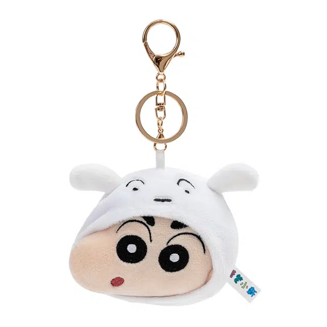 歪瓜出品 蜡笔小新角色 卡通可爱钥匙扣 毛绒书包头套挂饰 谷圈挂件